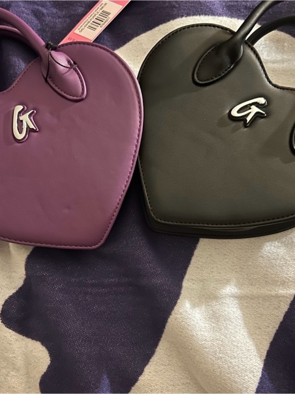 2 Glamaholic Heart-Shaped Mini Crossbody Bag in Purple and Black